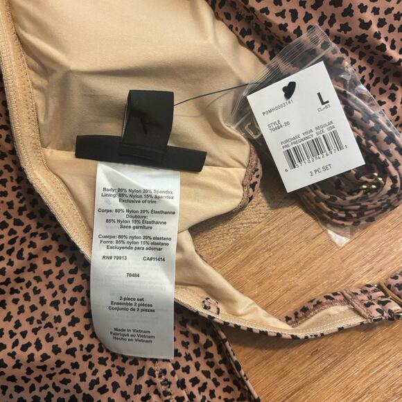 NWT A Pea In The Pod Maternity Cheetah Convertible Two Piece Swimsuit Size L - Picture 6 of 7